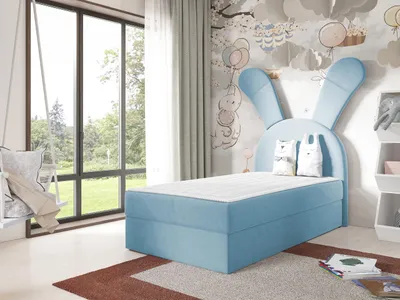 Obrázek produktu pro Dětská kontinentální postel 100x200 ZETKA - modrá, levé provedení + topper