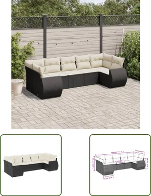 Produktbild von The Living Store 7-tlg. Garten-Sofagarnitur mit Kissen Schwarz Poly Rattan