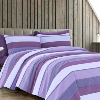 Bettwäscheset 200x210 cm, 100% Baumwolle, lila, mit Kissenbezug