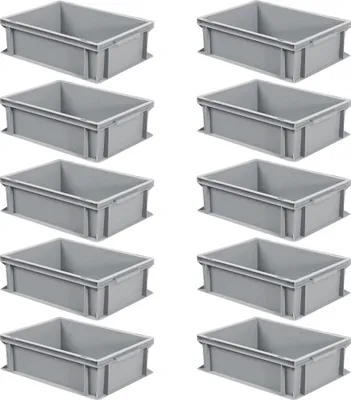 Produktbild von 10 Eurobehälter mit 2 Griffleisten, LxBxH 400 x 300 x 170 mm, 16 Liter, grau