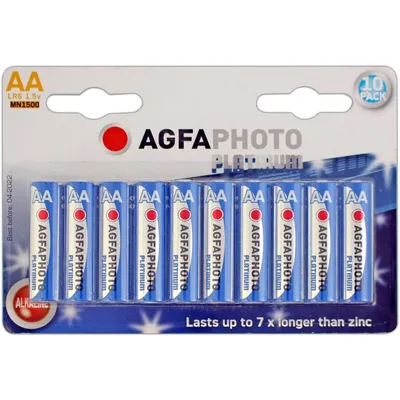 Zdjęcie produktu dla AgfaPhoto 110-803951, Jednorazowa bateria, AA, Alkaliczny, 1,5 V, 10 szt., Niebieski, Szary