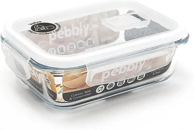 Imagen del producto de Recipiente rectangular de vidrio, 650 ml, hermético, apilable, para la cocina