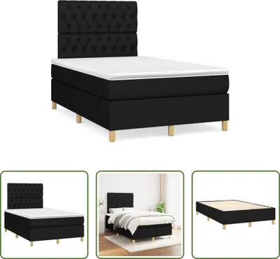 Produktbild von The Living Store Boxspringbett mit Matratze Schwarz 120x190 cm Stoff