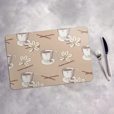 Produktbild von Tischset 4x45x30 cm Platzset Tischmatte Platzmatte Untersetzer - Vanilleblüte und bohne