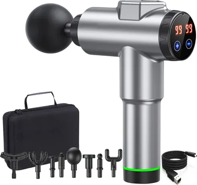Produktbild von Massage Gun,Rücken- und Nackenmassagegerät mit LCD-Bildschirm, professionelles Muskelmassagegerät, Entspannungstherapie, Körpermassagegerät.