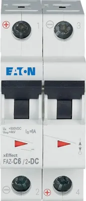 Immagine prodotto di Interruttore 2P C 6A 15kA DC FAZ C6/2-DC 279137