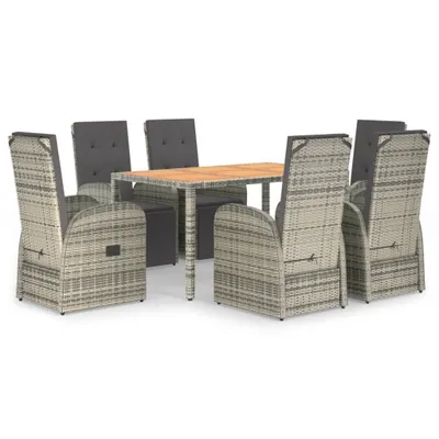 Obrázek produktu pro vidaXL 7dílný zahradní jídelní set s polštáři Grey Poly Rattan