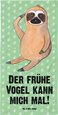 Produktbild von Mr. & Mrs. Panda Strandtuch Faultier Vogel - Tropengrün - Geschenk, Handtuch, faul, Duschhandtuch, Frühaufsteher, Spinner, Strandlaken, Duschtuch, Großes