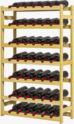 Produktbild von Weinregal, 63 x 25 x 102 cm, Flaschenregal für 42 Weinflaschen, mit 7 Ebenen, Standregal, Weinhalter mit Kippschutz, Holz, Natur