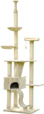 Produktbild von Kratzbaum Sigurd XXL deckenhoch groß mit Höhle Deckenspanner Sisalstämme 11 cm große Katzen Farbe beige