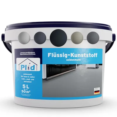 Produktbild von Plid Flüssigkunststoff für Innen & Außen, Anthrazitgrau 5L für ca. 50m² - Betonfarbe, Bodenbeschichtung Terrasse, Werkstatt & Keller - Flüssig PVC