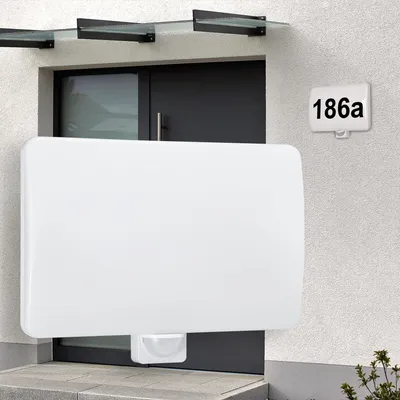 Produktbild von LED Hausnummernleuchte "MAXOR" weiß IP65 mit Bewegungsmelder und Dämmerungssensor