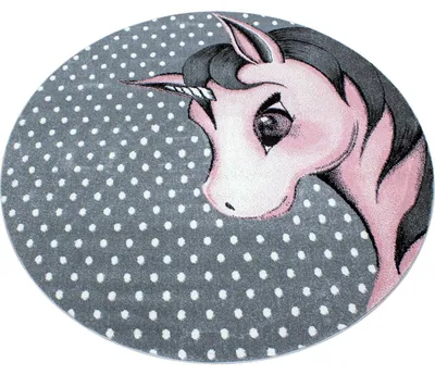 Imagen del producto de Ayyildiz Alfombras para niños y bebés Rosa 160 cm redondo Alfombra infantil de unicornio - -Blanco