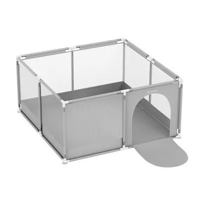 Image de TULANO Cozy 20 | Parc pour bébés Parc pour bébés | Indoor Outdoor | Fermeture éclair | Filet respirant | 130x130cm | Gris