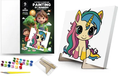 Imagen del producto de Qbee, Set de pintura artística, Unicornio arcoíris, 5 piezas