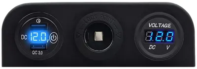 Produktbild von ProRide 12V USB-Ladegerät 2x QC3.0 mit Voltmeter + 12/24V Buchse