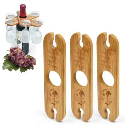 Weinflaschenhalter aus Holz, 3 Stück, Bambus, 5x21x3 cm