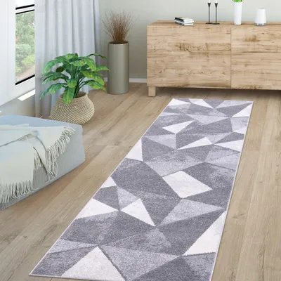 Produktbild von TT Home Wohnzimmer Teppich Kurzflor Vintage Geometrisches Muster Größe 80x300 cm