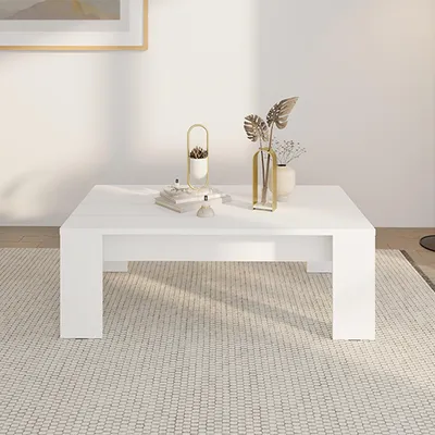Produktbild von Bertona - Couchtisch, 120x67x43h cm Weiß, Tischplatte in Dielenoptik
