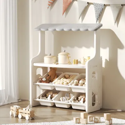 Produktbild von 360Home Kinderbuchregal,Aufbewahrungsregal für Spielzeug,Lagerregal,Spielzeugkiste,Kinderzimmerregal Kinderrega mit 6 Boxen Grau 【SN181】