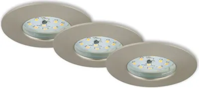 Image de Lampe LED encastrée BRILONER LEUCHTEN ATTACH ONE, 5 W, 400 lm, IP44, nickel mat, plastique, set de 3, Ø 7,5 cm