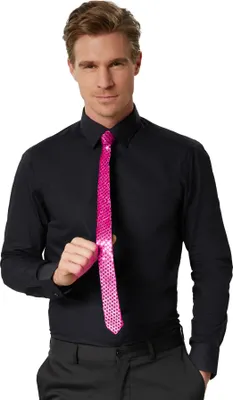 Produktbild von Pailletten-Krawatte - pink