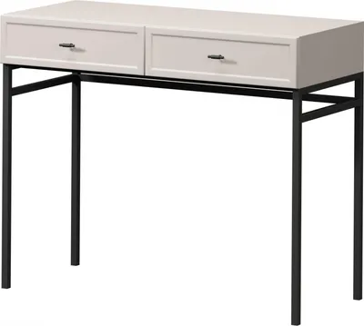 Produktbild von Lorini Schminktisch 100 cm mit 2 Schubladen – Kaschmir und schwarze T-Griffe | Farbe: Kaschmir