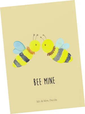 Produktbild von Mr. & Mrs. Panda Postkarte Biene Liebe - Gelb Pastell - Geschenk, Ansichtskarte, Grußkarte, spruchkarte, Ansichtskarten, Postkarten