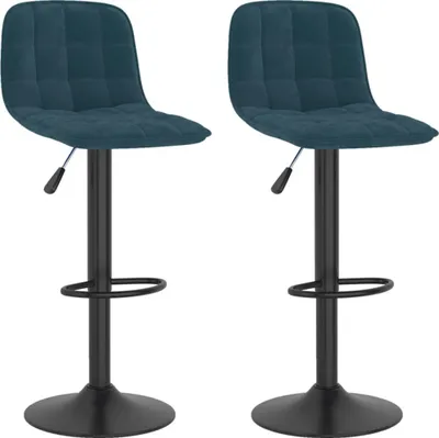 Image de vidaXL Tabouret de bar 2 pcs. Velours bleu