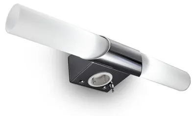 Image de B.K.Licht Lampe miroir moderne avec prise & interrupteur, 44,5x6x11cm, LED blanc chaud 3000K, économe en énergie, idéale pour salle de bain & maquillage, montage mural, métal & verre