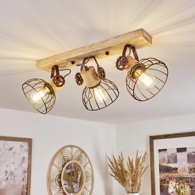 Produktbild von Cotes »Cotes« Deckenlampe, Holz/Metall, Natur/Rostfarbene Schirme