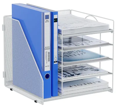 Zdjęcie produktu dla Metalowy organizer na biurko A4 z 6 przegródkami