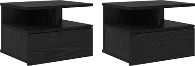 Obrázek produktu pro Závěsný noční stolek Nástěnný 2 pcs Černý dub 40 x 31 x 28 cm