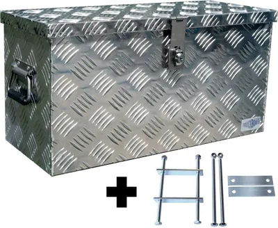 Produktbild von Truckbox D040 + inkl. Montagesatz MON2012 Deichselbox, Werkzeugbox, Alu Riffelblech, Transportbox, Alu Transportkiste, Anhängerkiste - ca. 40 Liter