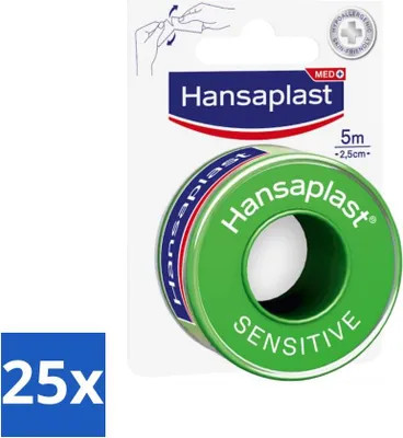 Produktbild von Hansaplast - Sensitive Wundpflaster - Sanft zur Haut - 5m x 2,5cm - Vorteilspack - 25 Stücke