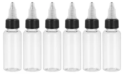 6er-Pack 30 ml Dosierflaschen, transparent, Kunststoff, mit Drehverschluss
