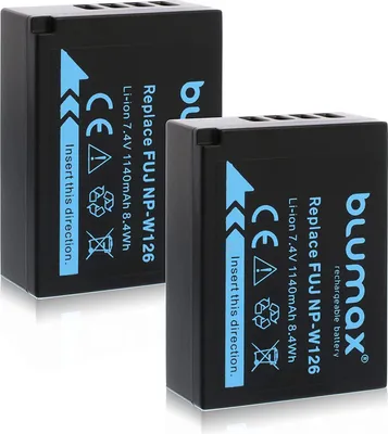 Produktbild von 2x Blumax Akku | für Fuji NP-W126 Digitalkamera | Kapazität 1140mAh  |Spannung 7,2Volt | Video- und  Kamerazubehör