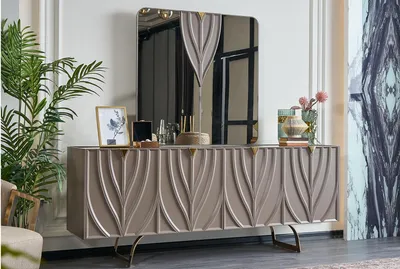 Produktbild von Essgruppe Essecke Esszimmer Esstisch Holz Braun Set 9tlg Sideboard