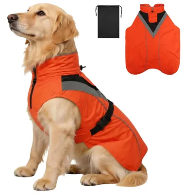 Imagen del producto de Chaqueta impermeable reflectante para perros, color naranja