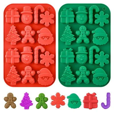 Silikon-Bonbonform Weihnachten, 2 Stück, 14 Motive, BPA-frei