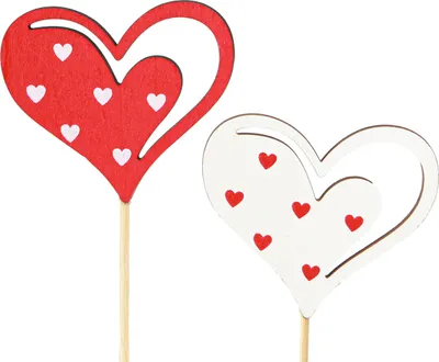 Produktbild von Dekostecker Holzherzen Rot Weiß Valentinstag Hochzeit 12 Stk, 12 Stück