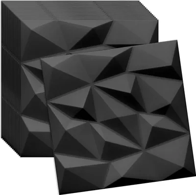 Produktbild von Verdico | 3D Wandpaneel Polystyrol - Schwarz - 50x50 cm - Elegante Dekoration - 16 Stück für modernes Ambiente, Wand- & Deckenverkleidung