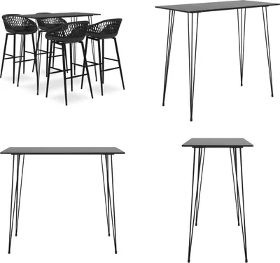 Produktbild von vidaXL 5 tlg. Bar Set Schwarz - Bar-Set - Bar-Sets - Bartisch Mit Barhocker - Bartische Mit Barhocker