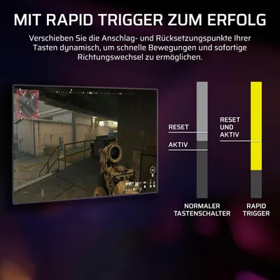 Produktbild von TKL Gaming Tastatur RGB QWERTZ mit Hall Effekt Schaltern, Rapid Trigger, 8000Hz Polling, einstellbare Tasten, SOCD, mechanisch kabelgebunden