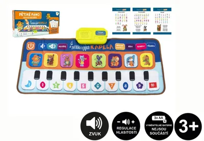 Produktbild von Elektronische Spielmatte „Pianko – Tiere und ihre Band“, 80 x 37 cm, batteriebetrieben, CZ, in der Verpackung 38 x 18 cm