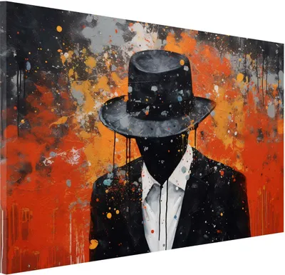 Produktbild von Wandbild Leinwandbild Mann mit Hut Colour Style Kunstdruck XL Wanddeko: 150x100x4cm
