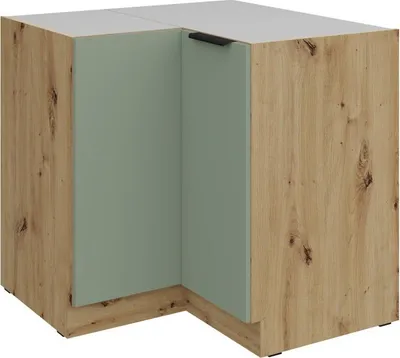 Produktbild von LUNARA Eckunterschrank – 90 x 90 cm, grün/Eiche (Artisan).