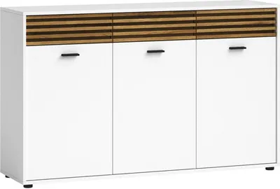 Produktbild von Kommode - 139 x 86 cm - 3 Türen - 3 Schubladen - Evoke Eiche Nachbildung - Weiß matt