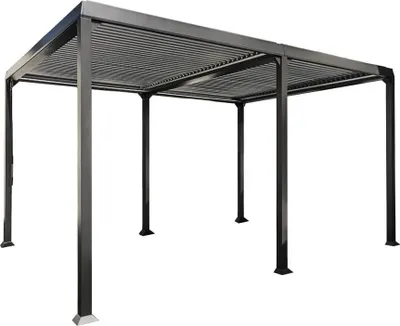 Produktbild von HOME DELUXE - Lamellenpavillon - CANNES, Maße: 400 x 303 x 223 cm, inkl. Handkurbel, Gestell: Aluminium I Terrassenüberdachung Pergola Sonnenschutz