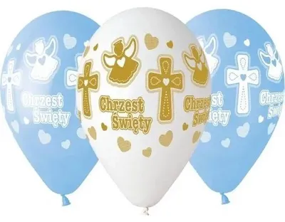 Produktbild von Premium-Heliumballons zur Taufe eines Jungen, 33 cm, 5 Stück – Godan